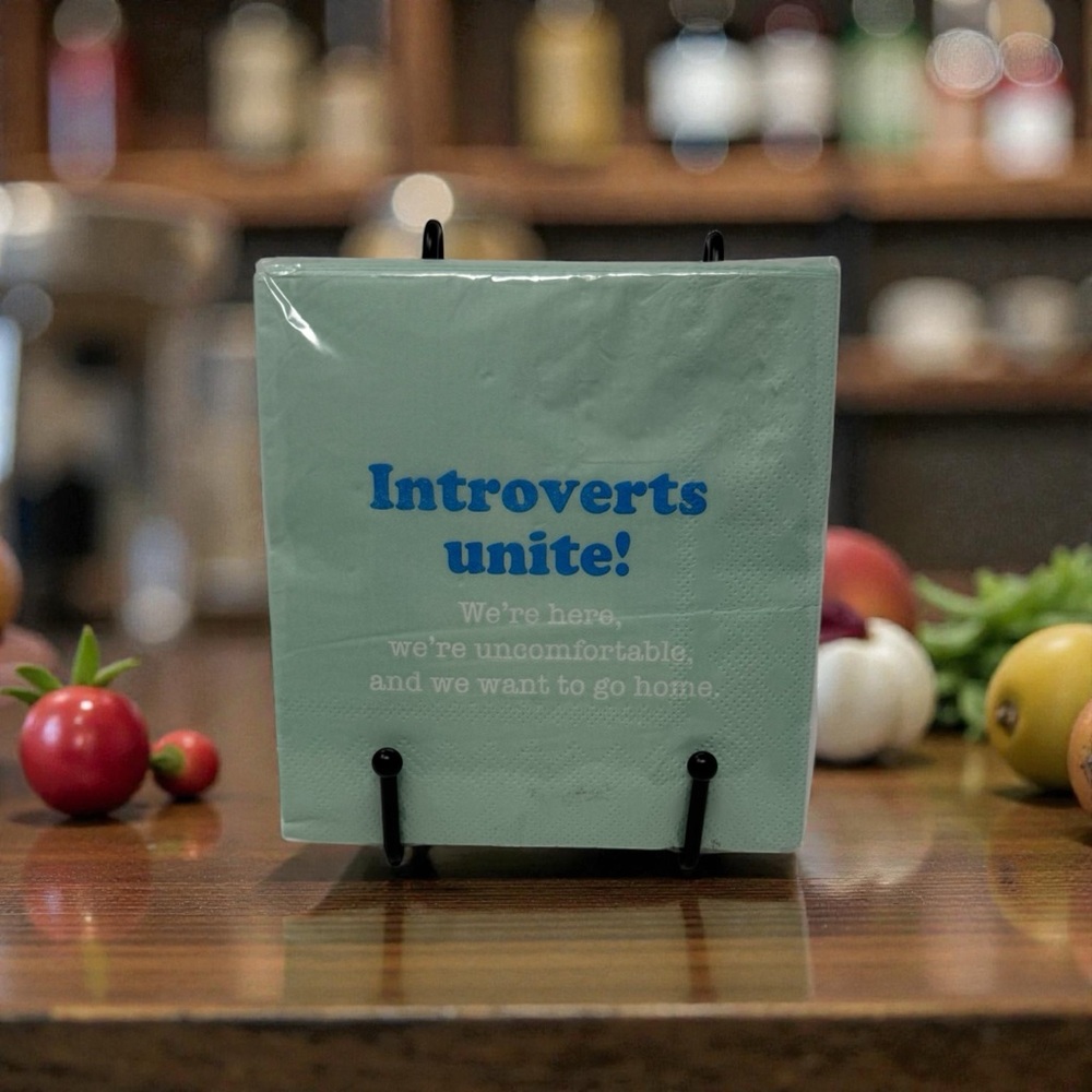 Introverts Unite! Green, Blue and White Party Napkins Set of 40